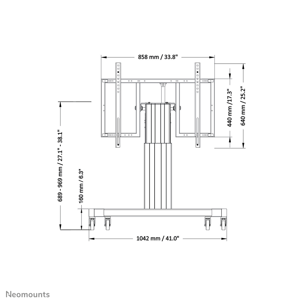Neomounts PLASMA-M2550TBLACK Chariot pour écran 42-85" - motorisé - fonction d'inclinaison de la table
